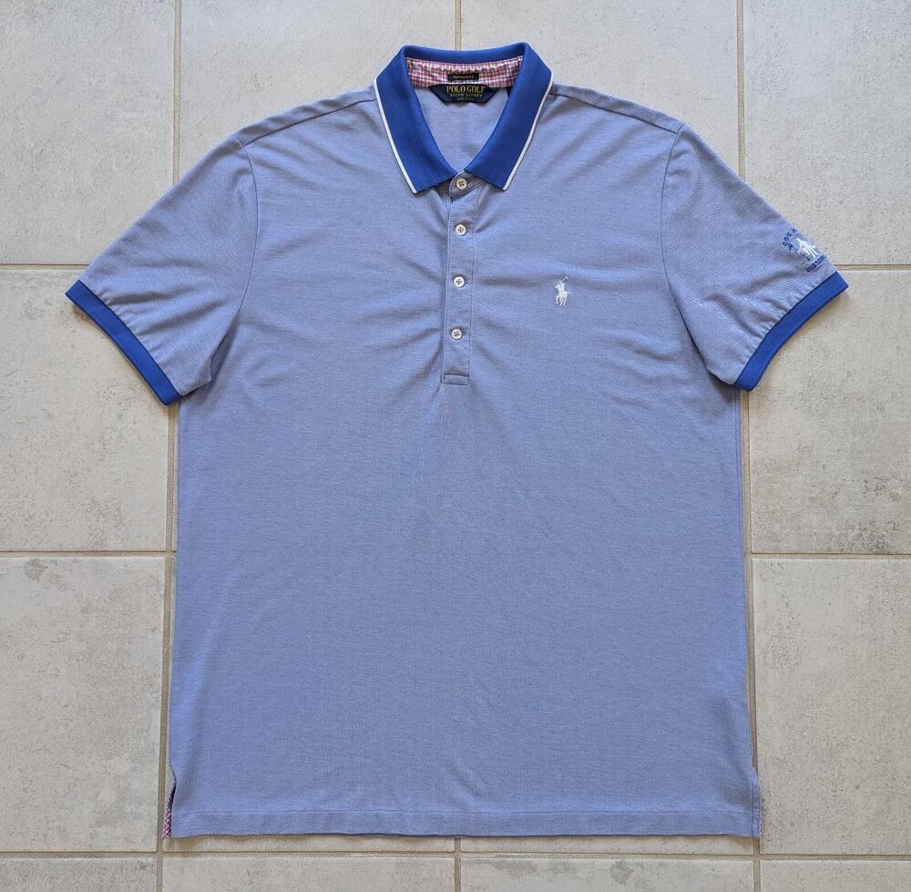 Ralph Lauren Polo Golf Men's XL Performance Polo Shirt Blue Stretch Cog Hill
